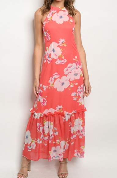 NWT Coral Maxi dress with floral print Sm or Med - Picture 3 of 4